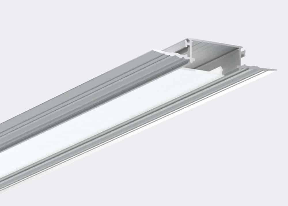 LED aluminium profile with customizable diffusers for tailored light effects.