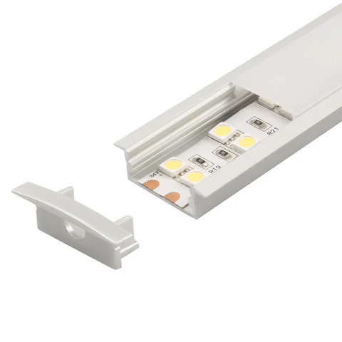 Aluminium LED profile with transparent diffuser for enhanced light output.