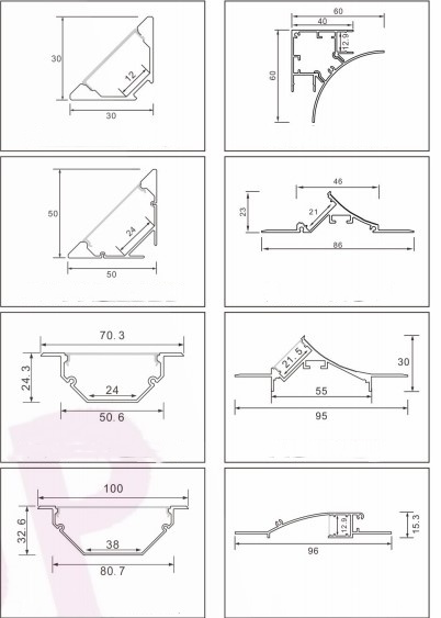 LED strip light aluminum profile with frosted cover for soft lighting