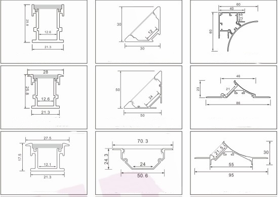 Recessed aluminum profile for seamless LED strip lighting